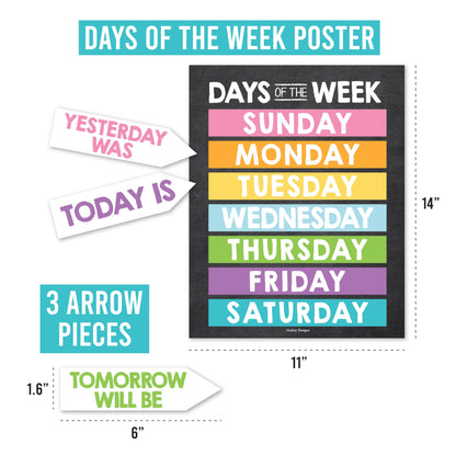 Hadley Designs Classroom Calendar Set Bulletin Board Decorations - Chalkboard School Calendar for Classroom Decor, Kindergarten Preschool Elementary Teacher Must Haves, Homeschool & Daycare Essentials
