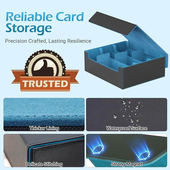 3-Row【2400+】 Trading Card Storage Box, Card Organizer Holder with 8 Dividers, Case Fit for MTG TCG Magic Commander Deck Playing Cards, Deck Box for Sport Card