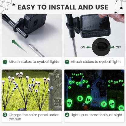 vignuto Halloween Decorations Outdoor, Scary Eyeball Lights,4PACKS 32LED,IP65 Waterproof,Halloween Decor for Garden/Yard/Patio/Lawn/Pathway(Green)