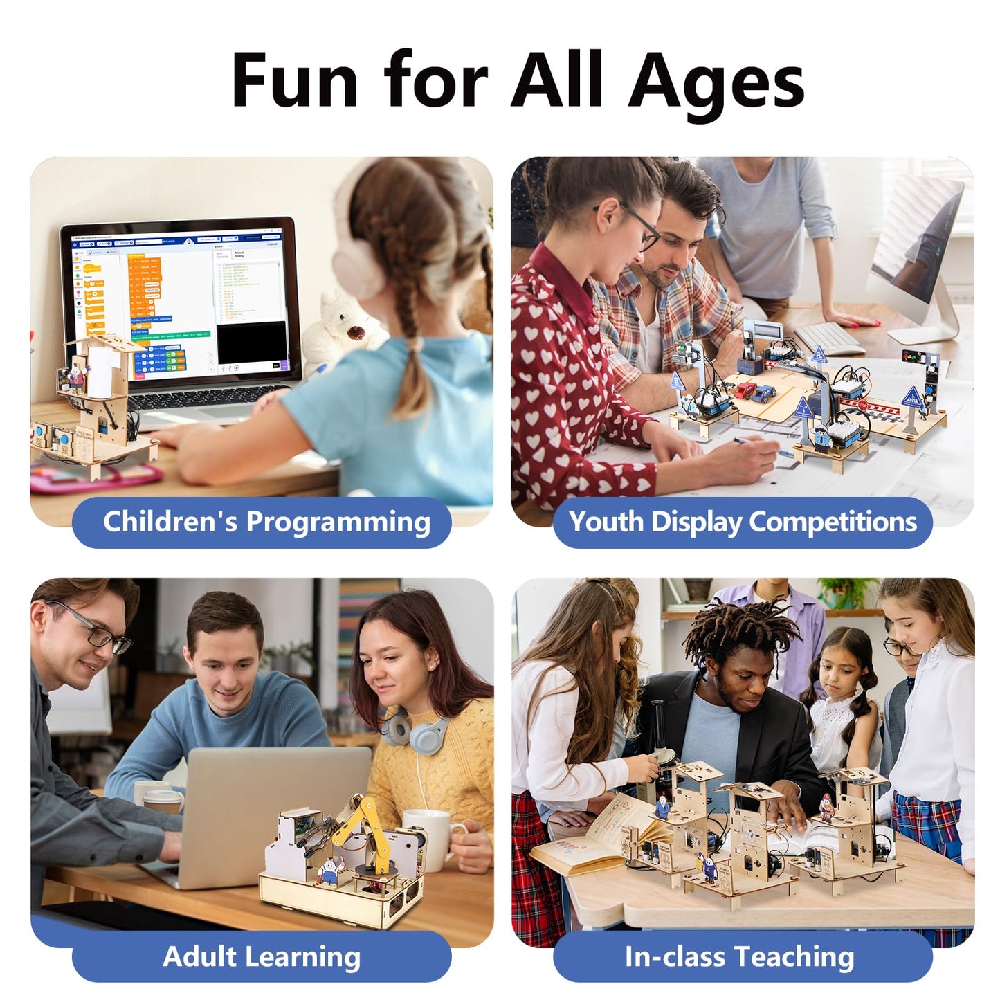 ESP32 IoT Smart Traffic Starter Kit for Kids 10+, 3D Wooden Puzzles STEM Science Kit School Educational Set DIY Crafts Coding Toys for Adults Teens 9 10+