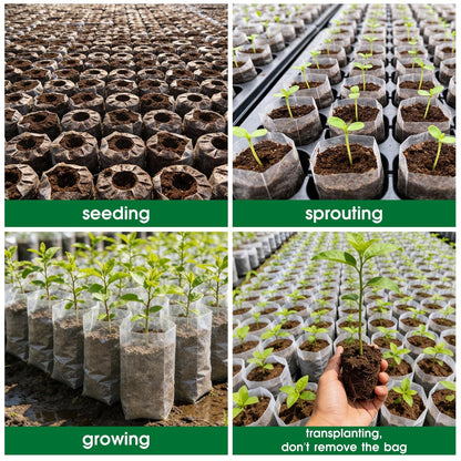 Augshy 100 Pcs Nursery Growing Bags, 7.5x11.6 inch Breathable Non-Woven Plants Grow Fabric Plant Grow Bags for Vegetable Seed Starter Home or Outdoor Garden Supply