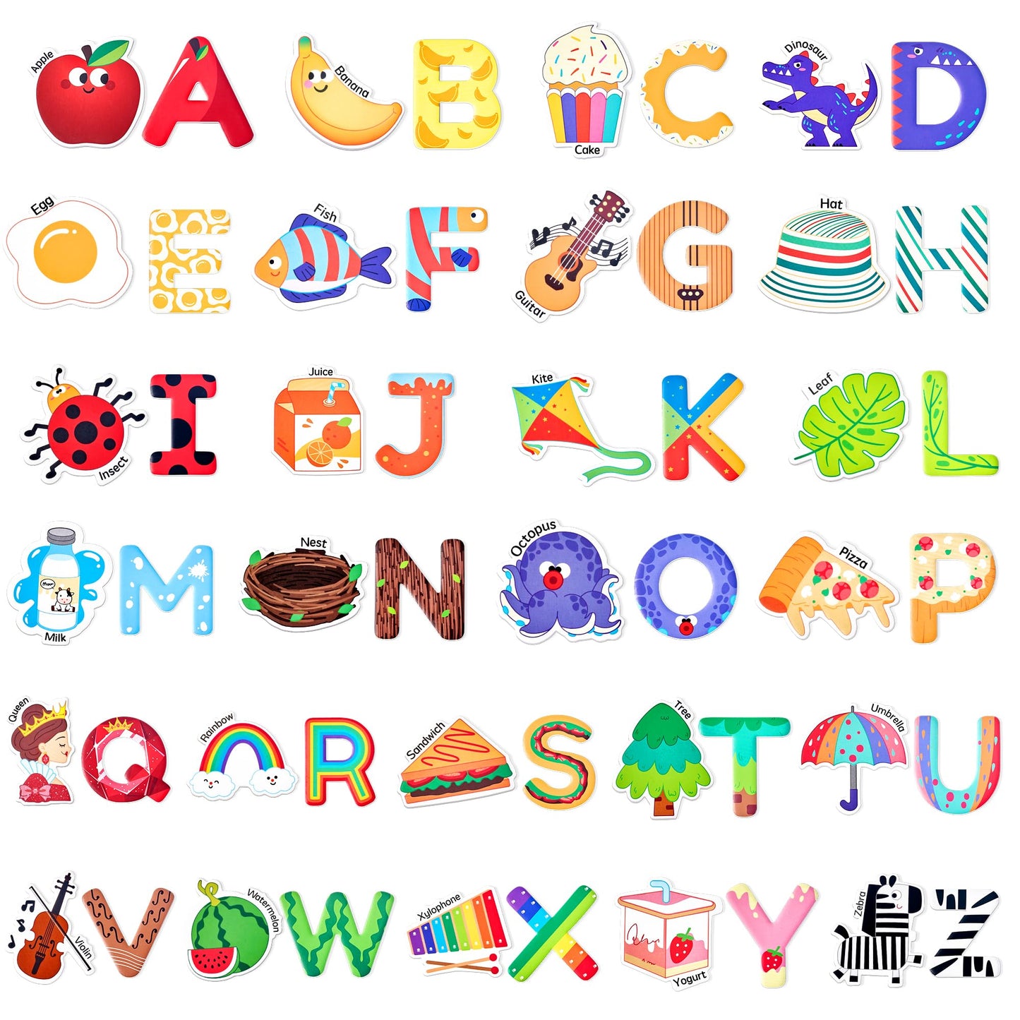 JoyCat Fridge Magnets for Toddlers – 26 Cute Objects & Uppercase Letters, Large Refrigerator ABC Alphabet Magnets Set for Kids, Preschool Learning Spelling Alphabet Gift Toy for Ages 2+