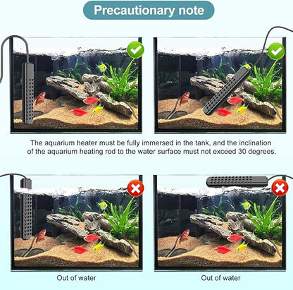 100W Aquarium Heater for 10-20 Gallon with Auto Shut-Off When Leaving Water—Submersible Fish Tank Heater, Dry-Burn & Overheat Protection, Explosion-Proof, Freshwater Saltwater Turtle Tank