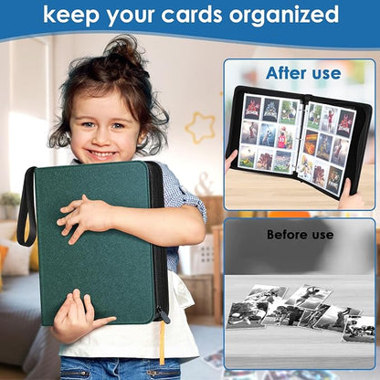 Homthy 900 Pockets Card Binder, Trading Card 9 Pocket Durable Card Holder Album, Baseball Card Protectors for Yugioh, MTC,TCG, Game Cards, Sports Cards (Cyan)