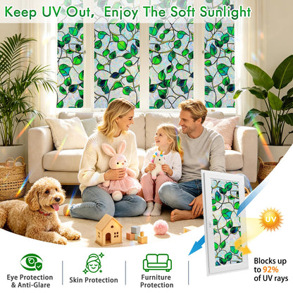 SOMWISE Rainbow Window Privacy Film,Heat Control,UV Blocking,Anti-Glare,Day & Night Privacy Protection & Decoration for Home, Bathroom,Glass Door,Static Cling,Renter-Friendly with Installation Tools