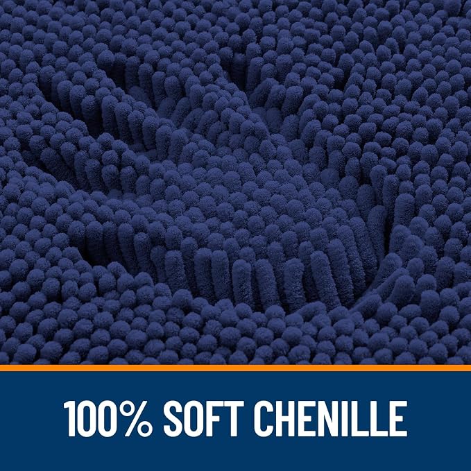 OLANLY Bathroom Rugs 35x24, Extra Soft Absorbent Chenille Bath Rugs, Rubber Backing Quick Dry, Machine Washable Bath Mats for Bathroom Floor, Tub and Shower, Home Decor Accessories, Twilight Sapphire