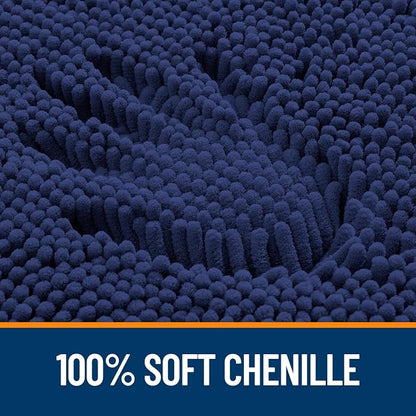 OLANLY Toilet Rugs U-Shaped 20x20, Extra Soft Absorbent Chenille Contour Bathroom Rugs for Toilet, Dry Quickly, Machine Washable, Non-Slip Bath Mat, Twilight Sapphire