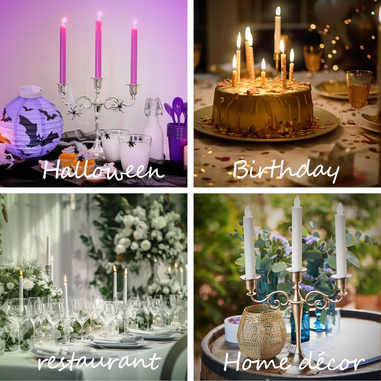 Viscacha 3 Candle Metal Candelabra Candlesticks Holder for Formal Events, Wedding, Church, Holiday Décor, Halloween Taper Candle Holder Stand Centerpiece Elegant Decoration Piece for Table, Black