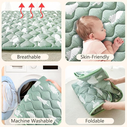 Baby Play Mats for Floor, 71”x59” Upgraded Thickness & Larger Super Soft Playmat for Babies and Toddlers, Foldable Washable, Upgrade Anti-Slip Crawling Mat for Playpen(Trees)