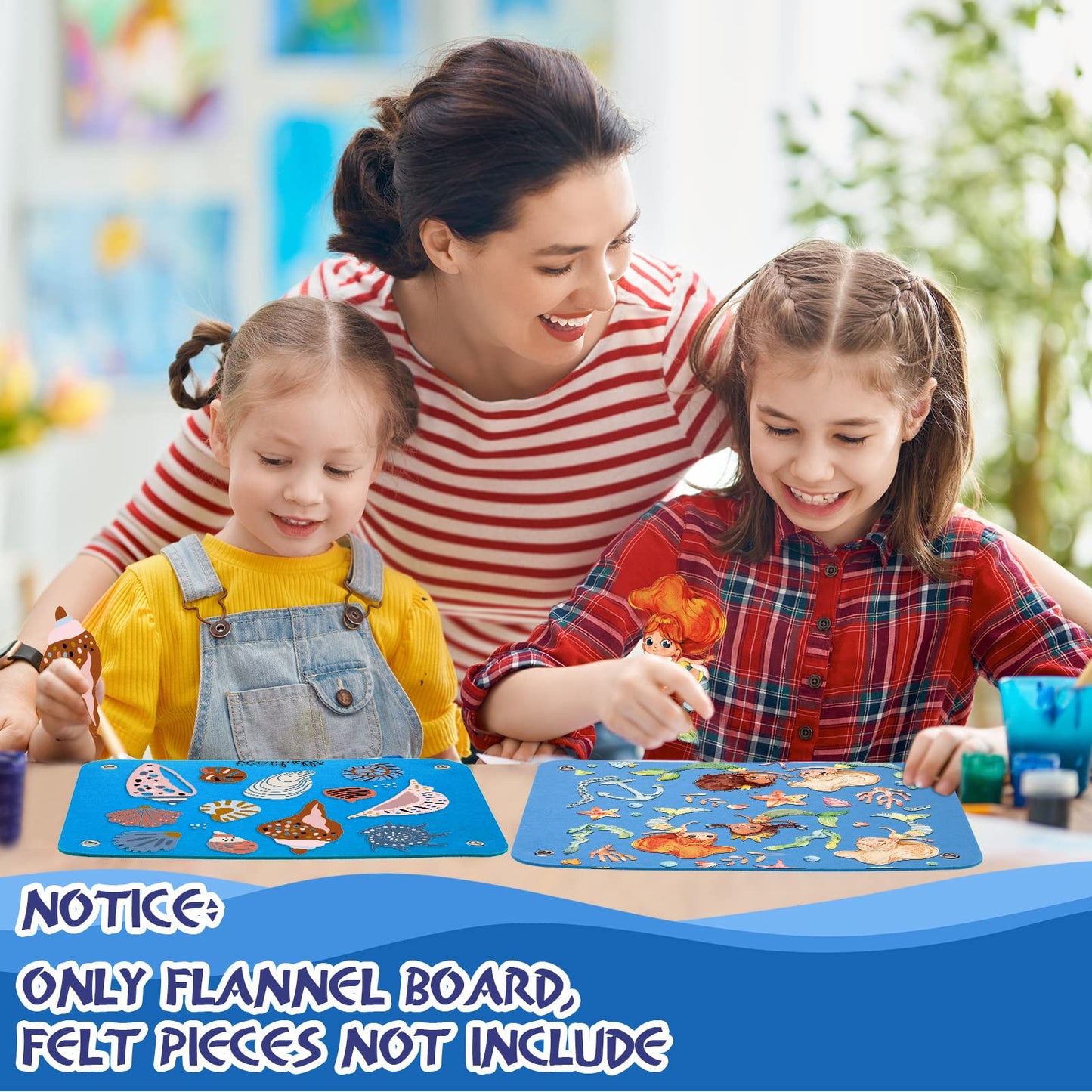 Yunsailing 4 Pieces Felt Board for Toddlers Classroom Flannel Board Stories for Preschool Homeschooling, Kids Felt Story Activity Wall Hanging Children Birthday Gifts, 11.8 x 15.75 Inch (Blue)