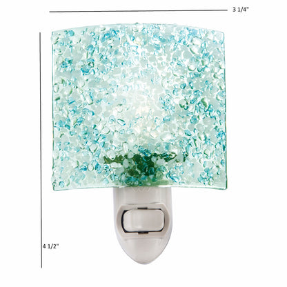 J Devlin Aqua Crushed Glass Night Light, Coastal Decor