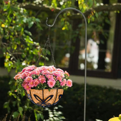 VICHOCCA Hanging Planter with Coco Coir Basket Liner - Round Wire Plant Holder for Outdoor Lawn Patio Balcony Garden Deocr, Butterfly Pattern Outside 10 Inch Plants Pot, 2 Pack