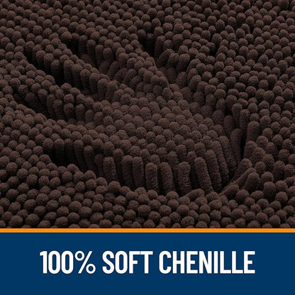 OLANLY Small Bathroom Rugs 24x16, Extra Soft Absorbent Chenille Bath Rugs, Rubber Backing Quick Dry, Machine Washable Bath Mats for Bathroom Floor, Tub and Shower, Home Decor Accessories, Brown