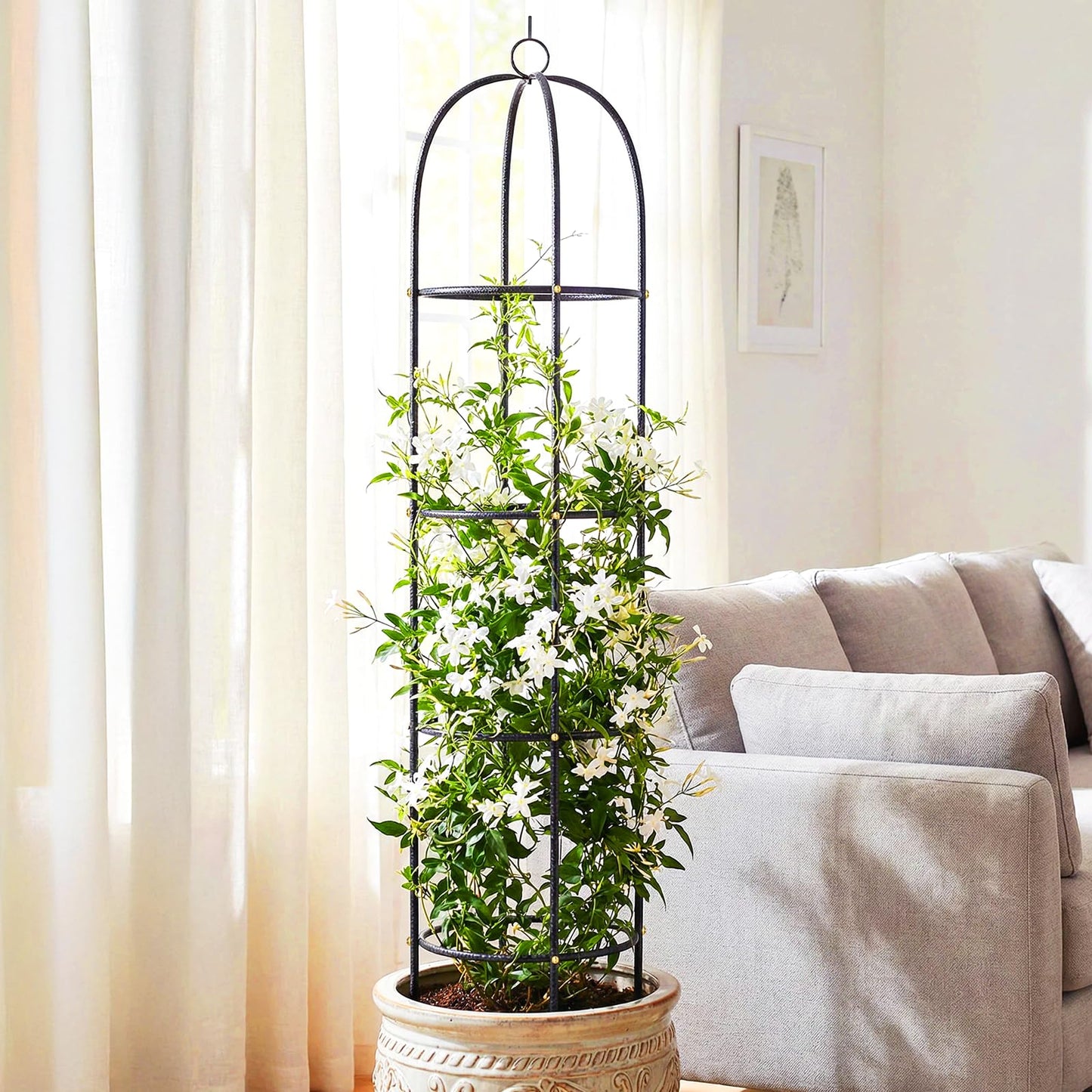 CL FUN Metal Trellis for Climbing Plants Outdoor, 2026 Upgrade 100% Metal with Powder Coating, Rose, Flowers, Grape, Pea, Cucumber Tomato Cage - 6.3 FT Freestanding Plant Support