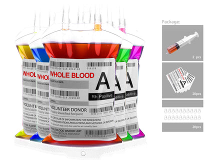 WYNK 20 Pack Halloween Decorations Blood Bag for Drink, 11.5 FL Oz Reusable Cups Containers, Live Blood of Theme Parties, Halloween/Vampire/ Hospital Theme Party Favors, Nurse Graduation Party Props