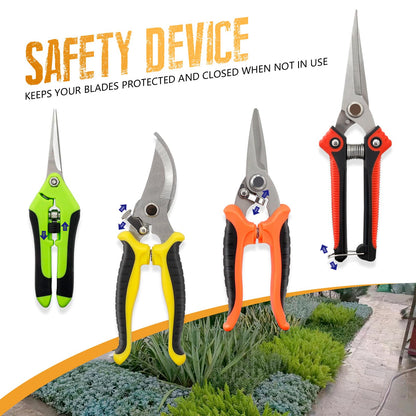 4 Pack Garden Pruning Shears Stainless Steel Clipper Kits, Handheld Garden Trimming Scissors with Sharp Blade Snips Scissors- Gardening Tools for Flowers Plant Branches (Curved & Straight Blade)