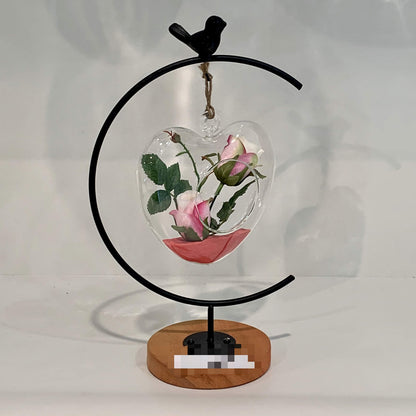 WGV Glass Hanging Plant Terrarium, Width 6", Height 6", Heart Valentine DIY Succulent Air Planter Clear Tea Light Votive Candle Holder for Event Home Garden Outdoor Decor, 1 Piece