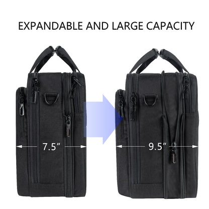 VANKEAN Laptop Briefcase Premium Laptop Case Fits Up to 17.3 Inch Business Shoulder Bag Laptop Expandable Water-Repellent Messenger Bag for Men/Women Computer Bag for Travel/Business/Black-Grey