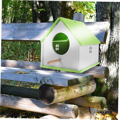 Pet Bird House for Parrots - Light Green Parrot Nest and Feeding House - Durable PVC Bird Feeder Cage for Garden Decor and Nesting
