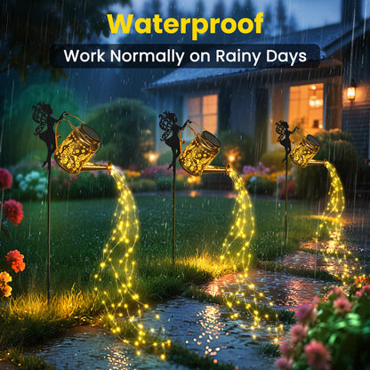 X-PREK Solar Lights Outdoor Waterproof, Fairy Solar Garden Lights Outdoor Decoration, Hummingbird Solar Watering Can Light Gardening Gifts for Mom Grandma 2 Packs