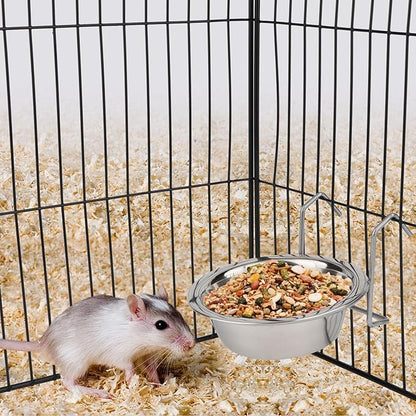 Hypeety Stainless Steel Food Water Cup with Bolt Hooks for Pet Bird Crates Cages Coop Dog Cat Parrot Bird Rabbit Pet (Small,11cm)