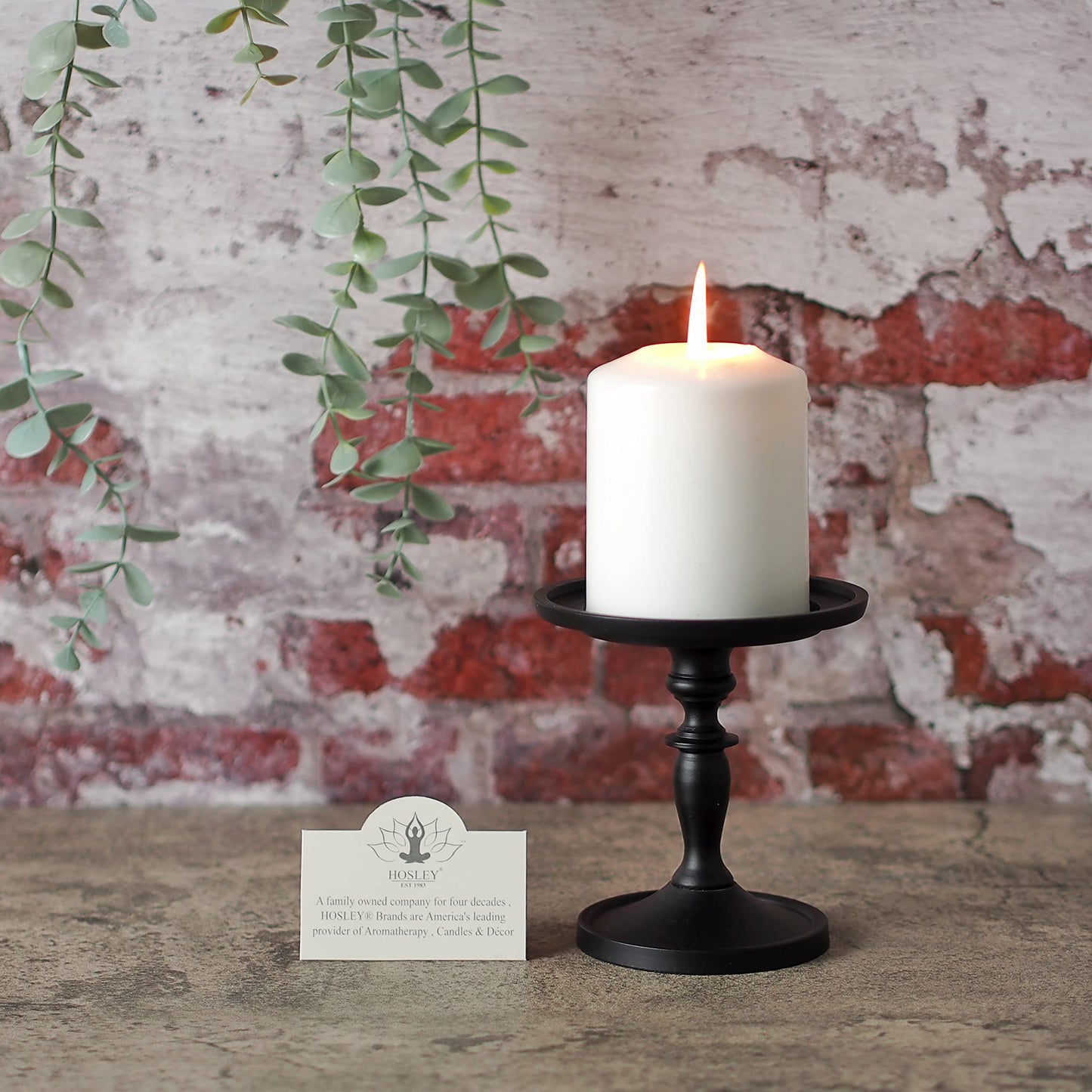 Hosley Black Pillar Holder 4.75 Inch High. Ideal Gift for Wedding Party Special Occasion or as a Candle Holder