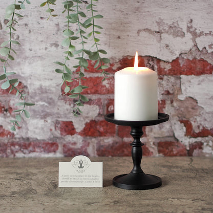 Hosley Black Pillar Holder 4.75 Inch High. Ideal Gift for Wedding Party Special Occasion or as a Candle Holder