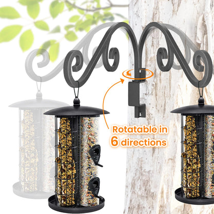 Swivel Plant Hangers Outdoor: 2 Pack 16 Inch Metal Hanging Plant Bracket Sturdy Wrought Iron Plant Hooks Indoor Wall Mount for Hanging Bird Feeders, Lanterns, Flower Baskets, Wind Chimes, Black