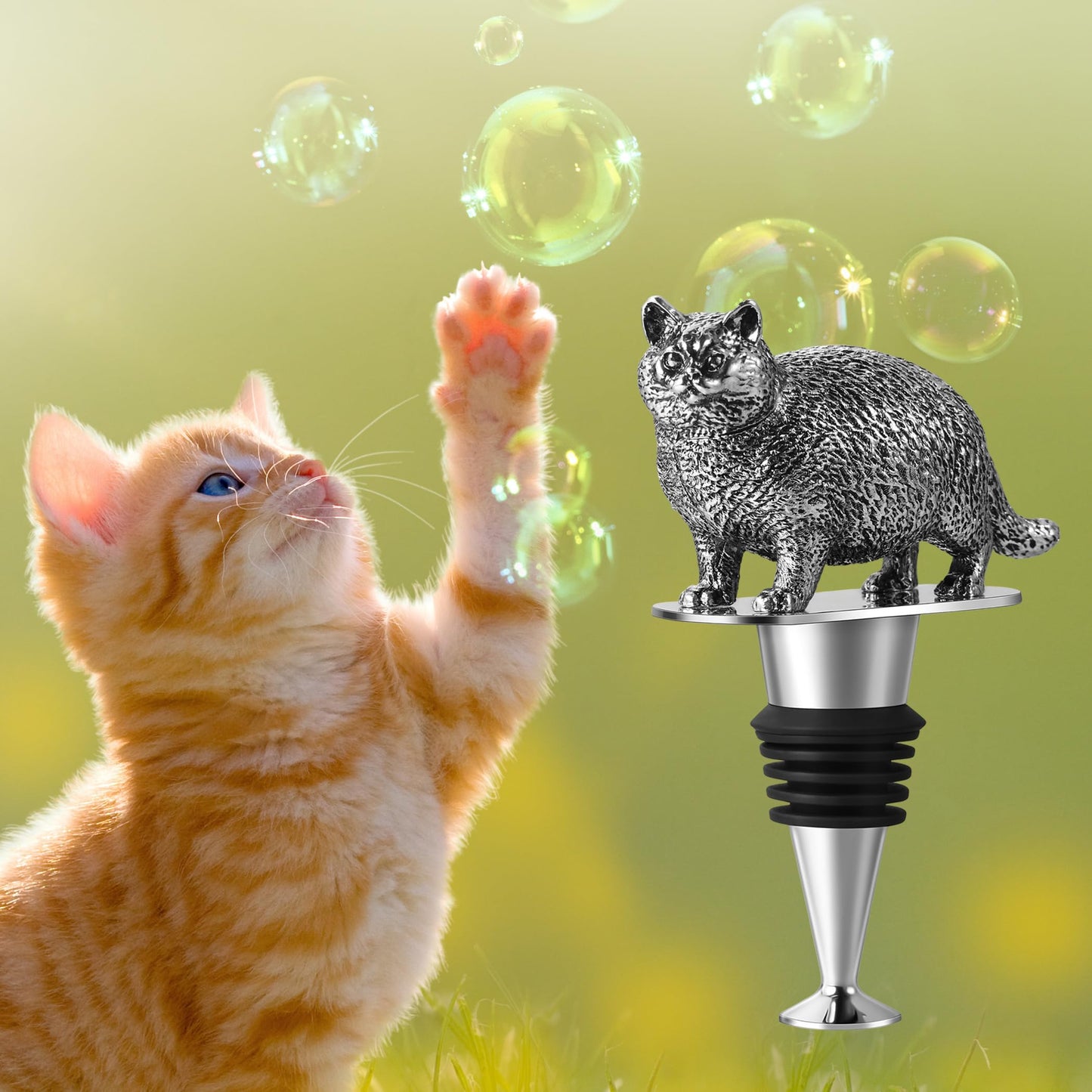 Cat Wine Bottle Stopper, Cat Gifts for Cat Lovers, Birthday Christmas Gifts for Women Men, Cat Lovers with Gift Box