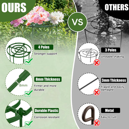 8 Pack Peony Cages and Supports, 11.8" D x 25" H Plant Supports for Outdoor Plants, Peony Support Cage Flower Support Rings, Plant Support Ring for Rose Tomato Hydrangea Strawberry
