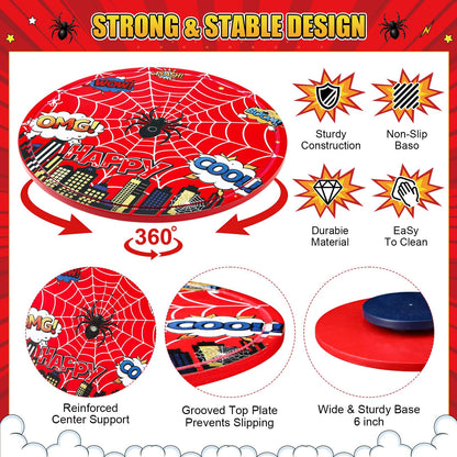 Yiyiring 11 Inch Spider Rotating Cake Stand, Spider Party Cupcake Dessert Display with Non-Slip Base Round Spinning Cake Holder Charcuterie Board Server Tray for Party Wedding Birthday