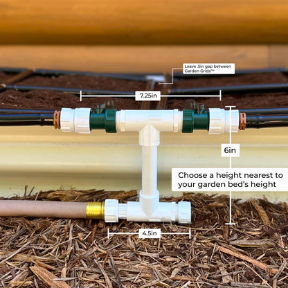 Garden Grid Manifold - 6" Tall, Double Style | Link All of Your Garden Grids So They Water Together | Ideal for Side-By-Side Garden Grid Connections