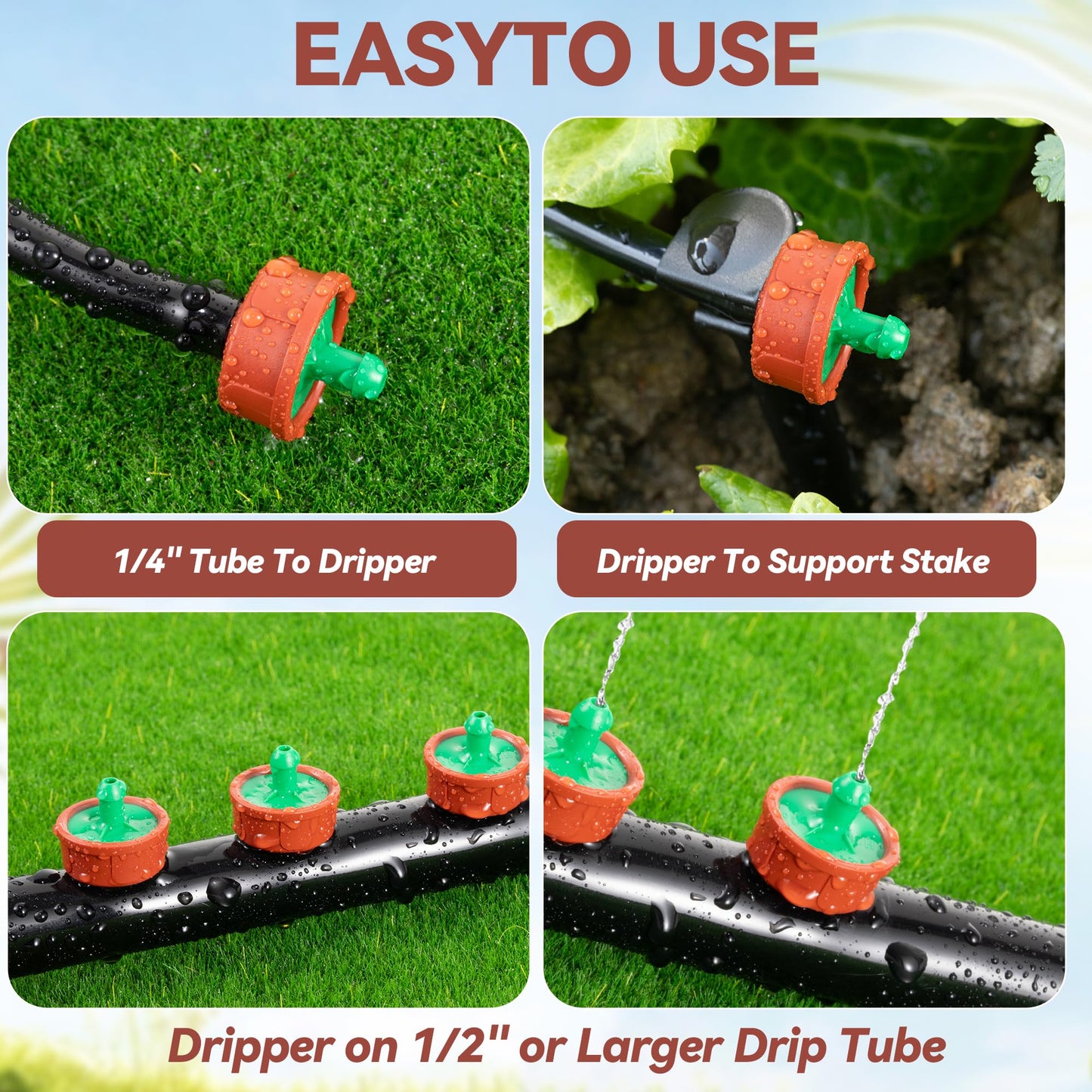 30 Pcs 0.25 GPH Pressure Compensating Irrigation Spot Drippers,Constant Flow Barb Outlet Watering Dripper Emitters Heads Parts for 1/4 Inch Watering Tubing Line for Garden Pots Plant Irrigation System