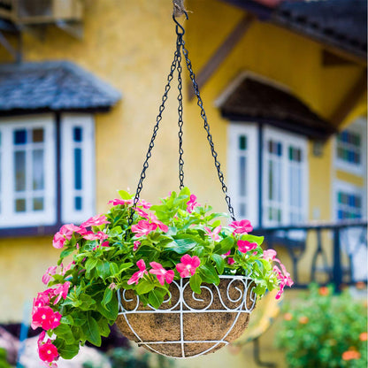 Hotop 8 Pcs Metal Hanging Chains with Ceiling Hooks, Garden Plant Hangers for Hanging Bird Feeders, Billboards, Chalkboards, Basket, Planters, Lanterns, Wind Chimes, Chain Hook DIY(16.38 Inch,Black)