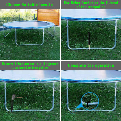 Trampolines Wind Stakes 24 Pack, 12 Inch Heavy Duty U Shaped Rebar Stake Ground Anchors Galvanized Steel Safety Trampoline Anchors for Garden Decoration, Camping Tents, Soccer Goals, etc