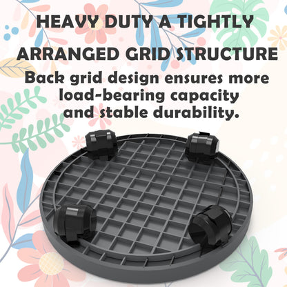 9.8 Inch Heavy Duty Plant Caddie with Wheels,Rolling Plant Stand Pot Trolley,Wheeled Planter Saucer Tray,Potted Flower Mover Dolly with Casters Round Coaster for Indoor Outdoor