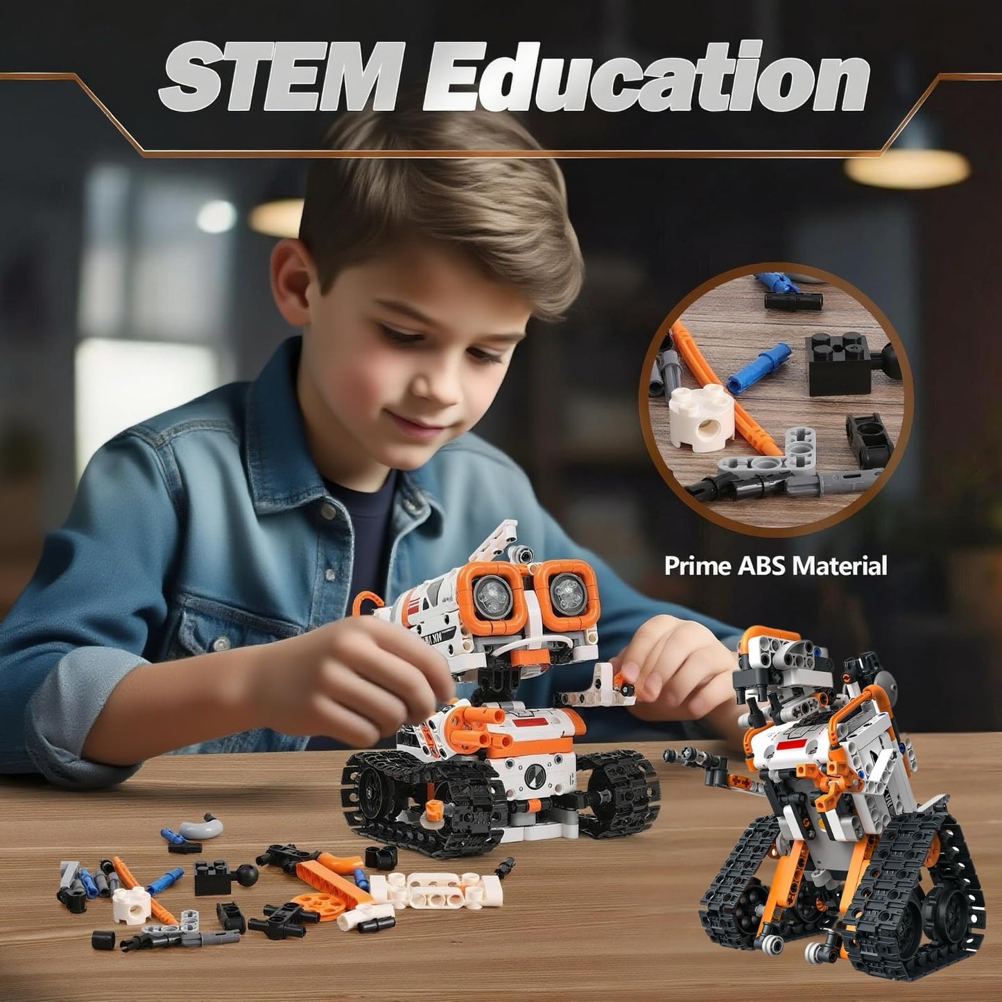 PIVONAX STEM Robotics Kit for Kids Ages 6+, 5-in-1 Remote/APP Control Coding Robot, Educational Engineering Building Toys with Programming, Science Projects Great Gift for Boys & Teens