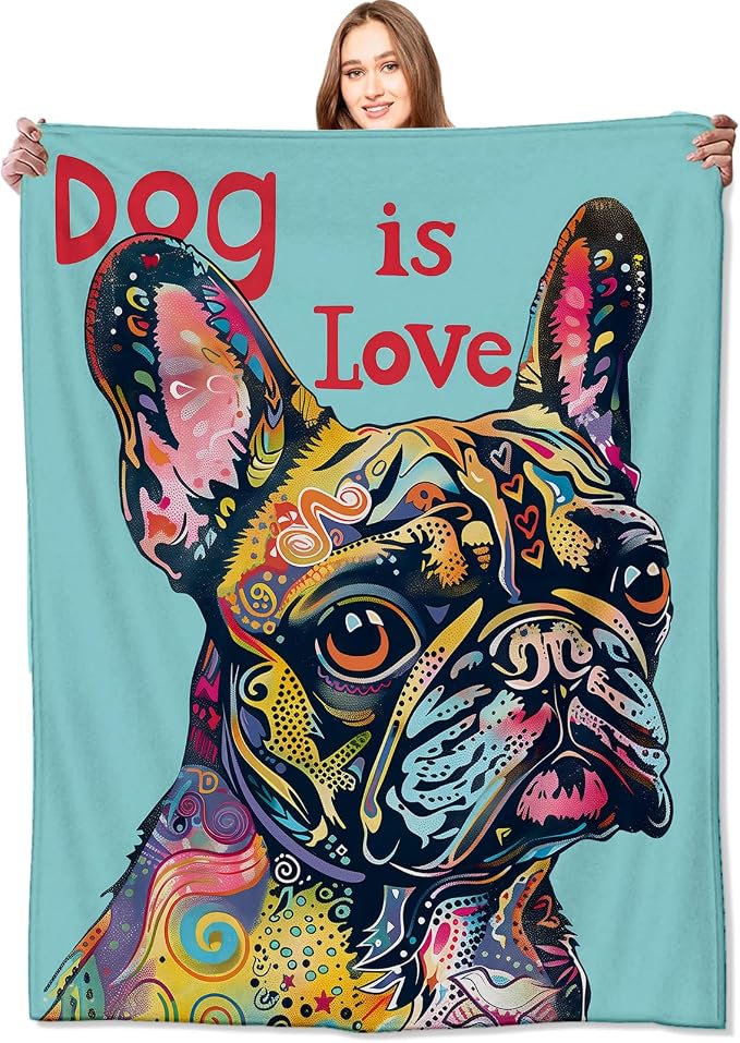 French Bulldog Blanket Pop Art Dog Throw Blankets,Birthday Gifts for Kids Adult Women & Pet Lovers,Lightweight Soft Fleece,for Sofa Couch Bed Room Farmhouse Art Decor 40x50in