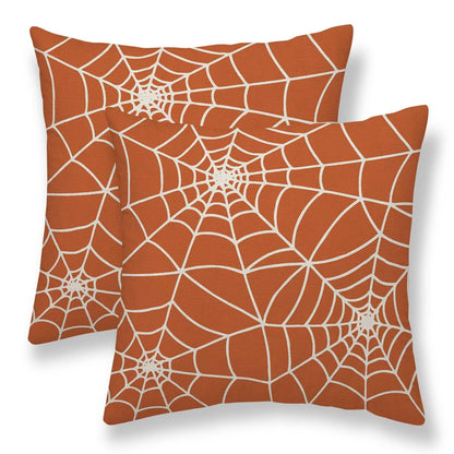 Sunshineyan Halloween Pillow Covers 20 x 20 inch Set of 2, Orange Spider Web Decorative Throw Pillow Covers Holiday Farmhouse Outdoor Halloween Pillowcase for Couch Sofa Home Decor