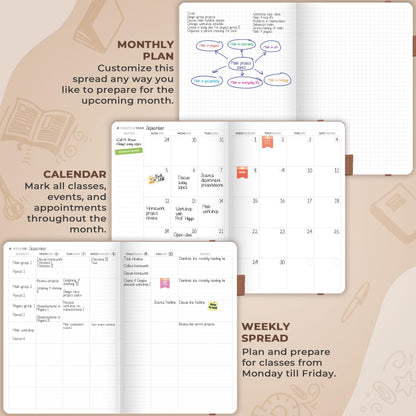 Clever Fox Teacher Planner – School Year Planner with Calendars & Lesson Plans – Teacher Plan Book for Classroom & Homeschool Organization - Undated, A5 Size, Hardcover (Rose Gold)