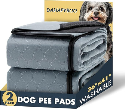 DAHAPYBOO Washable Pee Pads for Dogs 36x41,2Pack | Reusable Puppy Pads for Dogs Non-Slip Waterproof Pet Training Pads for Crate, Playpen, Bed, Sofa,Whelping Box, Potty Training
