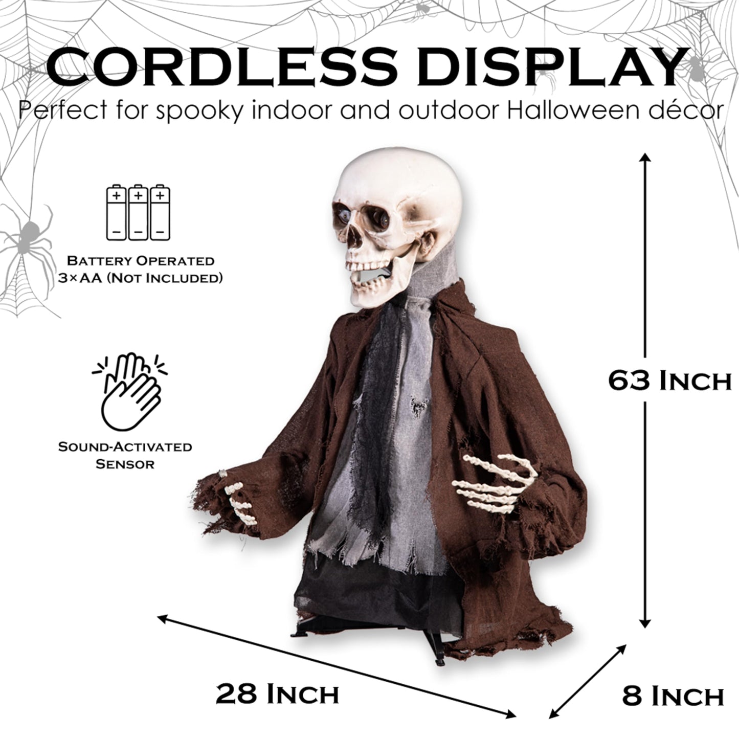 Evergreen Animated Groundbreaker Zombie for Halloween Outdoor Decoration, Sound Activated Zombie with Sporky Sound & Glowing Eyes, Halloween Props for Graveyard Lawn Yard Haunted House Decor