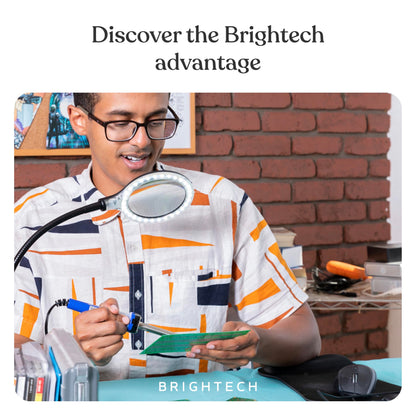 Brightech LightView Pro Flex 2 in 1 Magnifying Desk Lamp, 2.25x Light Magnifier, Adjustable Gooseneck Magnifying Glass with Light for Crafts, Reading, Close Work