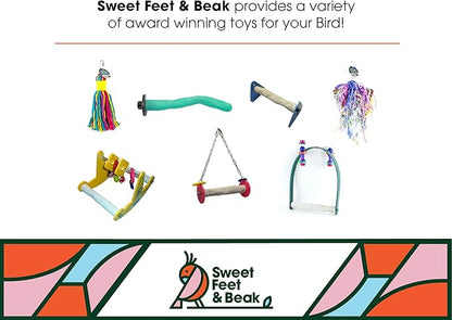 Sweet Feet and Beak Comfort Grip Safety Perch for Bird Cages - Pedicure Perch for Birds to Keep Nails and Beaks in Top Condition - Safe Easy to Install Bird Cage Accessories M 8.5" - Blue