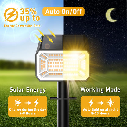 NACINIC Solar Spot Lights Outdoor, 4 Pack Solar Landscape Lights with 100 LEDs Each, 4 Lighting Modes, IP65 Waterproof, 2-in-1 Adjustable Solar Spotlights for Yard Garden Pathway Driveway(Warm White)