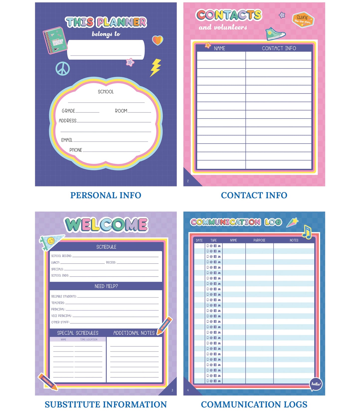 Carson Dellosa We Stick Together Teacher Planner 2026-2027, Undated 8" x 11" Lesson Plan Book with Retro Stickers, Class Schedule, Weekly Calendar, Homeschool and School Supplies, Classroom Must Haves