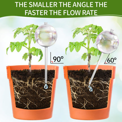 17 oz Up 2 Weeks Extra Large Plant Watering Globes, Self Watering Planter Insert, Iridescent Glass Self Watering Globes, Vacation Plant Watering Devices, Automatic Watering Bulbs (Large 4-Pack)