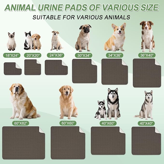 Washable Pee Pads for Dogs, 2 Pack Reusable Puppy Pads Dog Pads, Non-Slip Dog Pee Pads, Leakproof Pet Pee Pads Wee Wee Pads for Dogs. (Coffee, 34"x36"(Pack of 2))