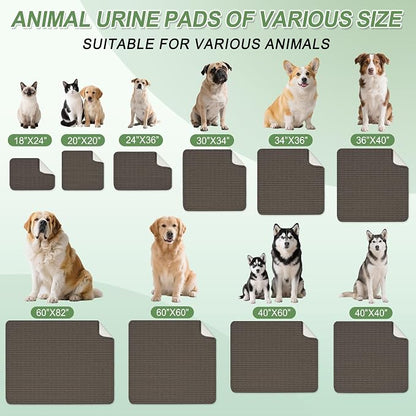 Washable Pee Pads for Dogs, Reusable Puppy Pads Dog Pads, Non-Slip Dog Pee Pads, Leakproof Pet Pee Pads Wee Wee Pads for Dogs. (Coffee, 40"x60"(Pack of 1))
