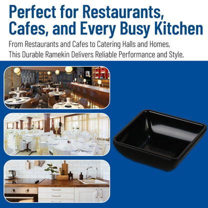Carlisle FoodService Products 086003 Melamine Single Square Ramekin, 2 oz Capacity, 1-1/2" Length x 1-3/16" Width x 1" Height, Black (Case of 48)
